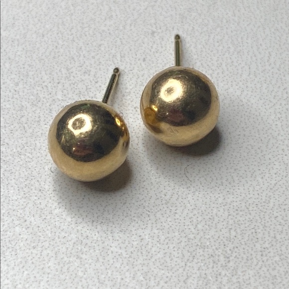 14K Yellow Gold Stud Large Ball Stud Earrings - Picture 1 of 4